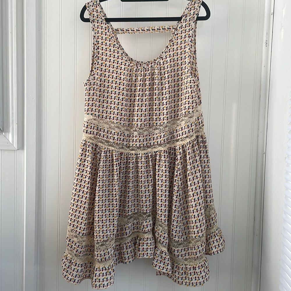 MITTOSHOP scoop neck sleeveless lace ruffled sundress open back size Medium